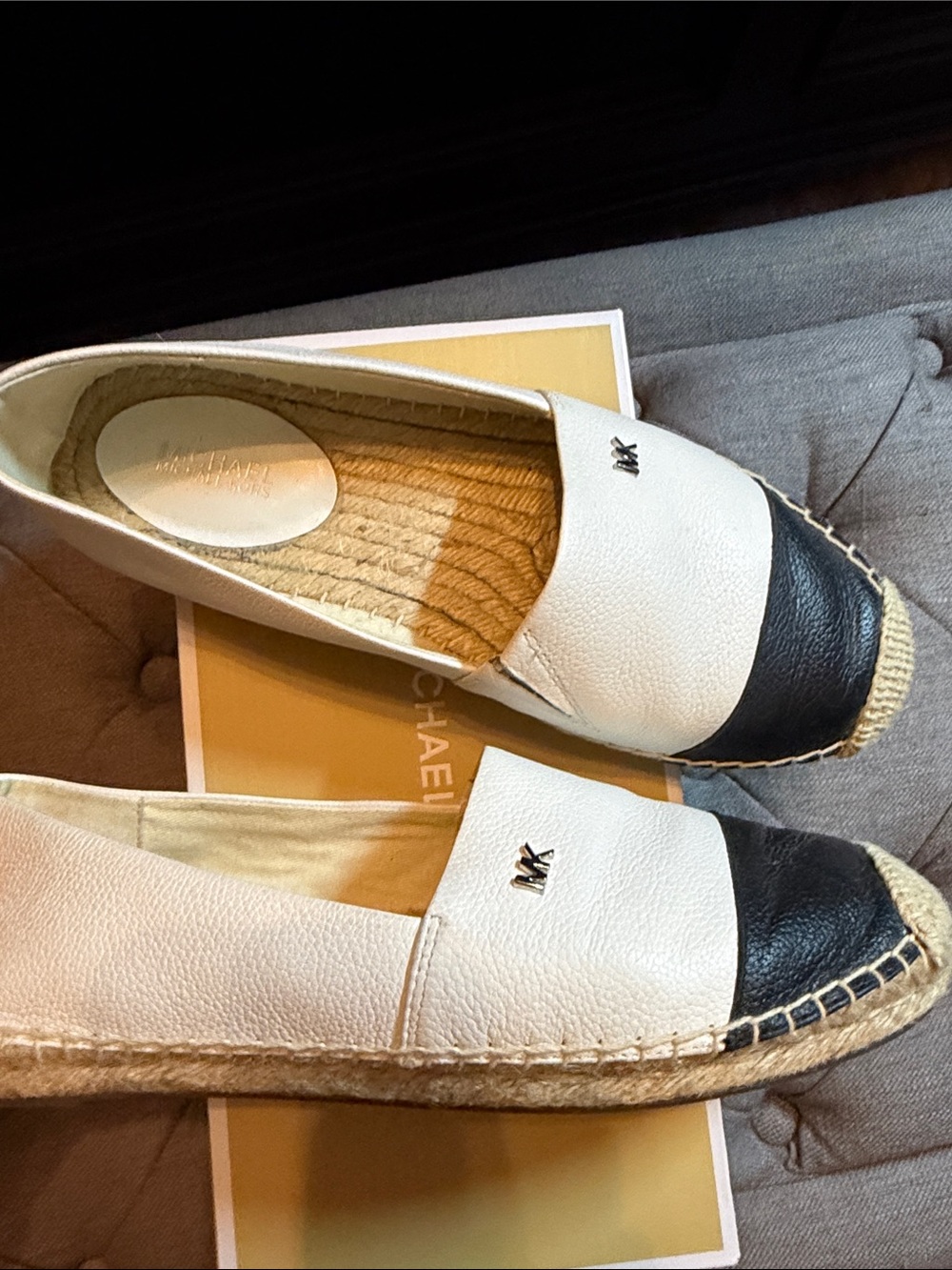 Michael Kors Cream Espadrille Flats with Black Toe Cap